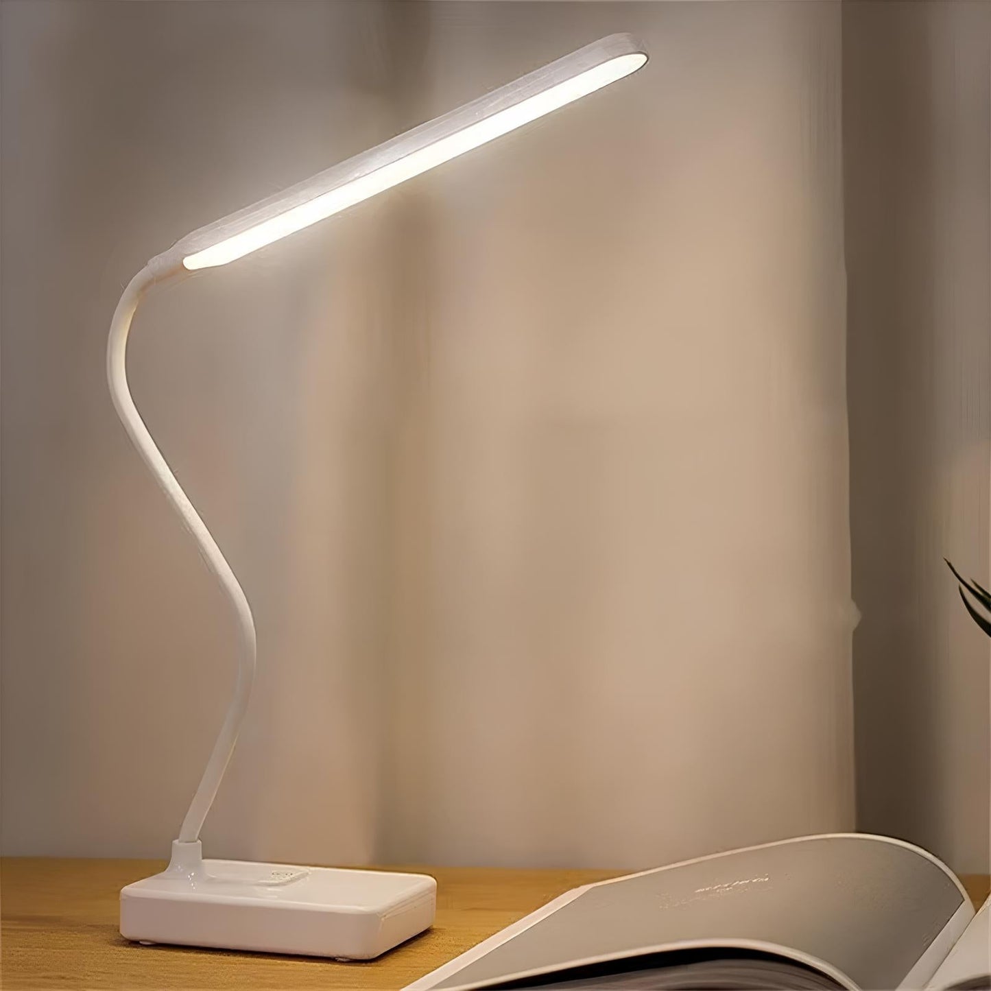 Desk Lamp - Rechargeable or Plug-In Option - Flexible Arm for Custom Lighting - 3 Adjustable Colors - Dimmable Brightness - Perfect for Reading or Working