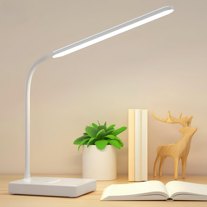 Desk Lamp - Rechargeable or Plug-In Option - Flexible Arm for Custom Lighting - 3 Adjustable Colors - Dimmable Brightness - Perfect for Reading or Working