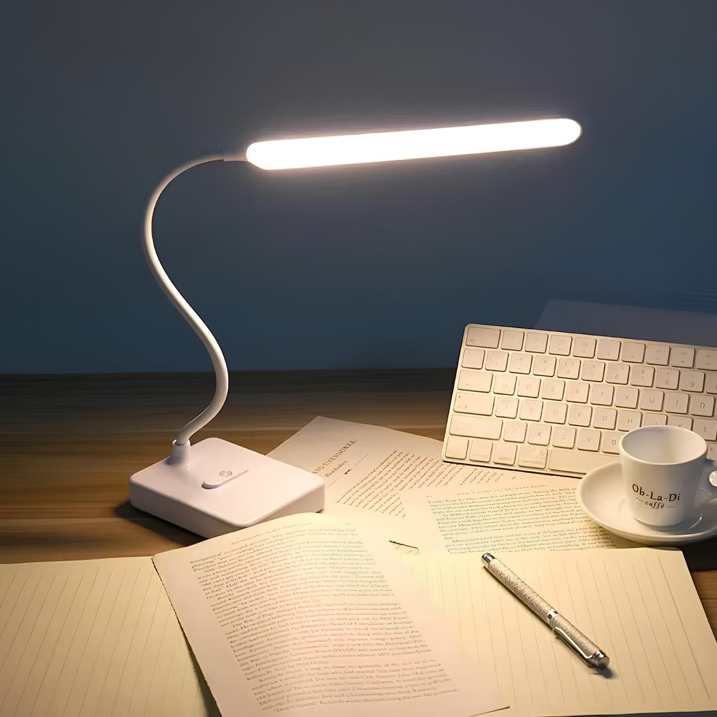 Desk Lamp - Rechargeable or Plug-In Option - Flexible Arm for Custom Lighting - 3 Adjustable Colors - Dimmable Brightness - Perfect for Reading or Working