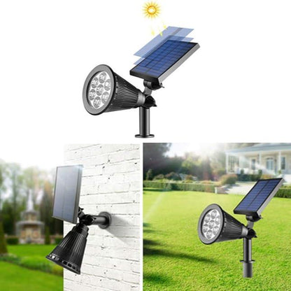 Solar Powered Garden Spotlight - 9 LED Colors - Weather Resistant IP55 - USB-C Charging - 8-12 Hours Cordless Work Time - Adjustable Lighting