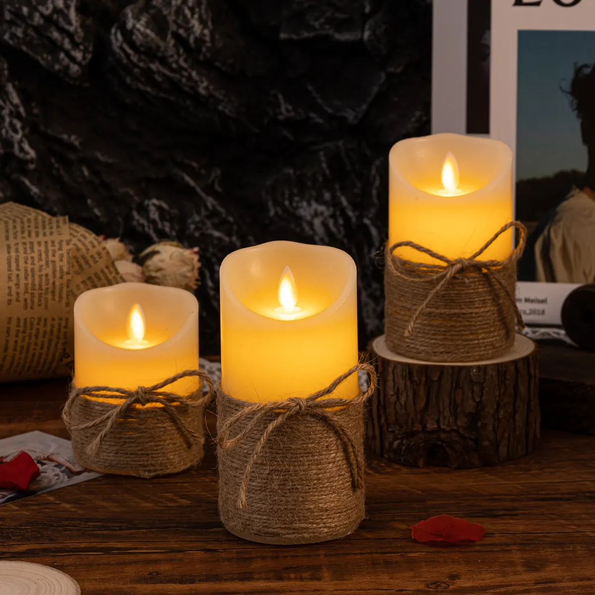 Flameless Block Candles - LED Lights Flicker Like Real Flames - Safe - Stylish & Energy-Efficient - Multiple Designs & Sizes - Perfect for Home Décor or Events