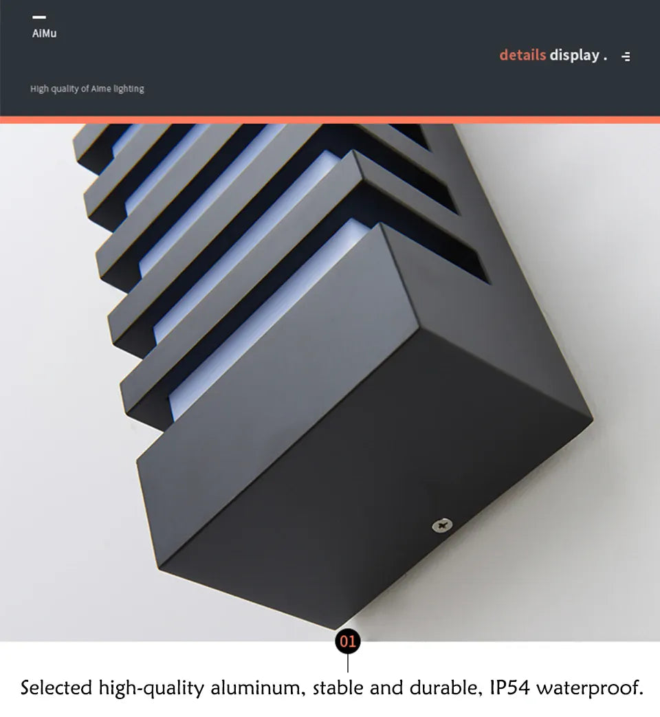 Verthara Premium Modern Aluminium LED Outdoor Wall Light IP54