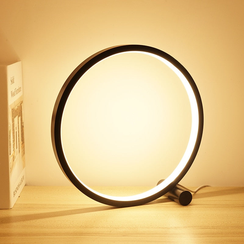 Halo Nightstand Lamp - Dimmable LED Light - Minimalistic Halo Ring Design - Perfect for Bedside or Living Room - 25 cm Diameter - LED Powered