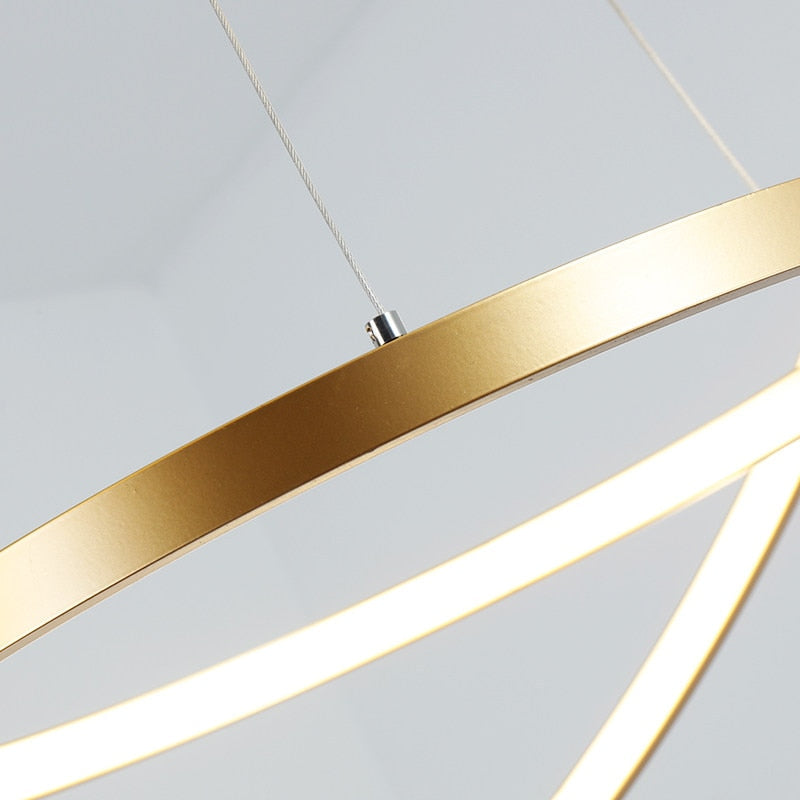 Halo Chandelier - Customizable Concentric Rings Design - Eco-Friendly LED Lighting - Available in Gold, Black, or White - Dimmable Warm or Cool White - 20-100 cm Width