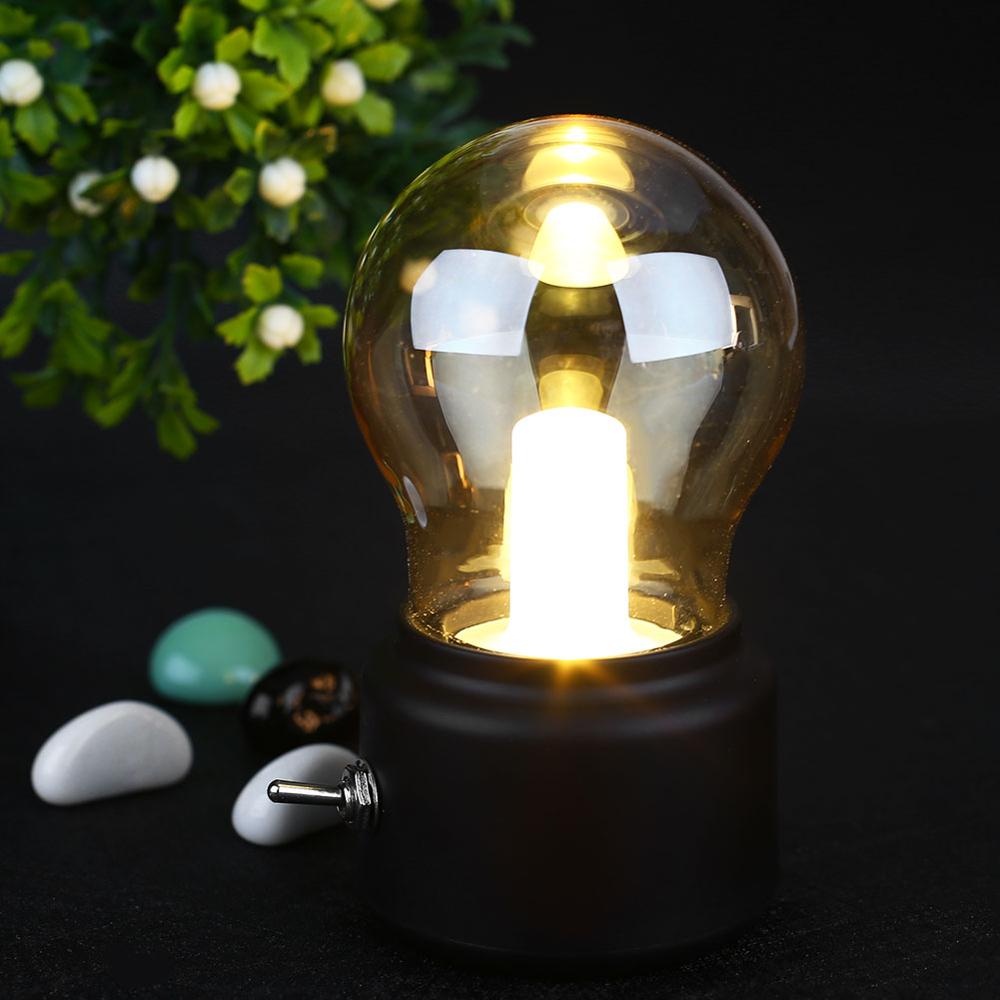 Retro Desk Lamp - Vintage Design - USB Rechargeable - Warm Yellow LED Light - Compact & Portable