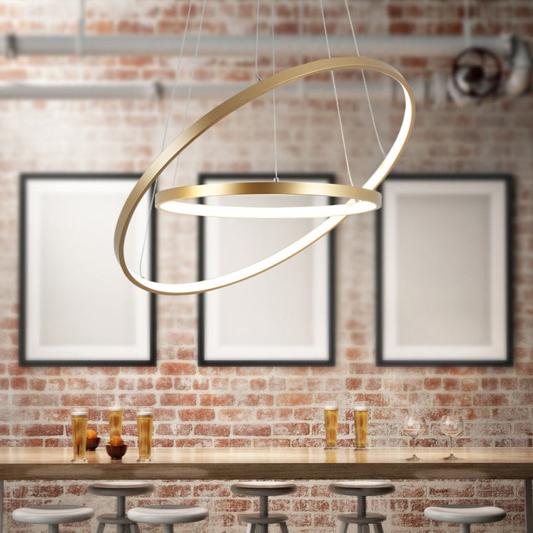 Halo Chandelier - Customizable Concentric Rings Design - Eco-Friendly LED Lighting - Available in Gold, Black, or White - Dimmable Warm or Cool White - 20-100 cm Width