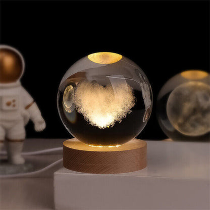 Crystal Balls - 3D Engraved Space Scenes - Warm White LED Light - USB Powered - Perfect Gift for Stargazing Lovers - Ideal Night Light