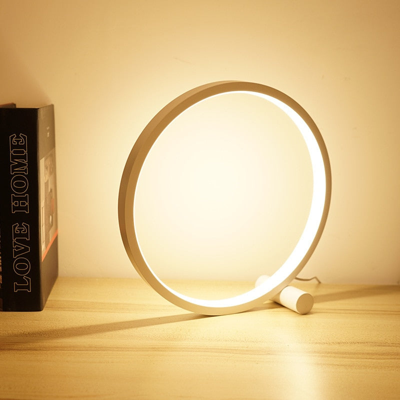 Halo Nightstand Lamp - Dimmable LED Light - Minimalistic Halo Ring Design - Perfect for Bedside or Living Room - 25 cm Diameter - LED Powered