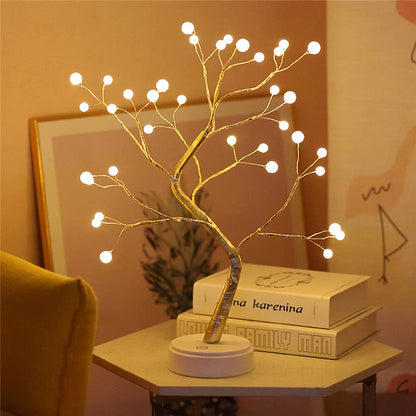 Fairy Tree - Adjustable Branches with 36 Pearls or 108 Glittering Drops - USB or Battery Powered - Cozy Warm White Light - Perfect Gift for Home or Garden