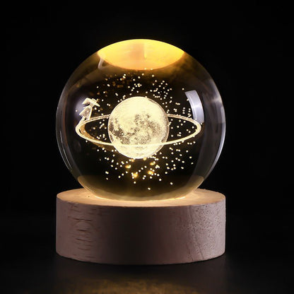 Crystal Balls - 3D Engraved Space Scenes - Warm White LED Light - USB Powered - Perfect Gift for Stargazing Lovers - Ideal Night Light