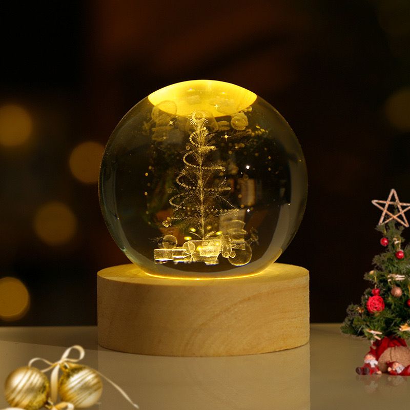 Crystal Balls - 3D Engraved Space Scenes - Warm White LED Light - USB Powered - Perfect Gift for Stargazing Lovers - Ideal Night Light