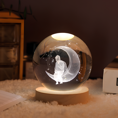 Crystal Balls - 3D Engraved Space Scenes - Warm White LED Light - USB Powered - Perfect Gift for Stargazing Lovers - Ideal Night Light