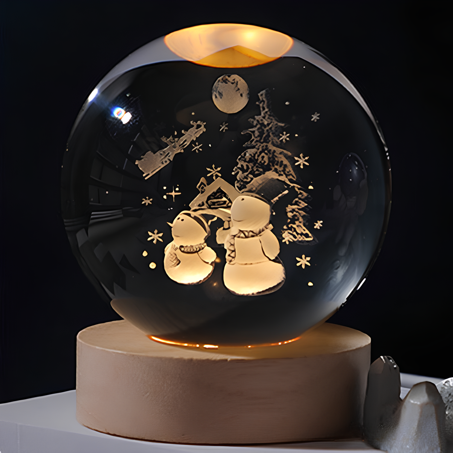 Crystal Balls - 3D Engraved Space Scenes - Warm White LED Light - USB Powered - Perfect Gift for Stargazing Lovers - Ideal Night Light