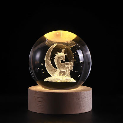 Crystal Balls - 3D Engraved Space Scenes - Warm White LED Light - USB Powered - Perfect Gift for Stargazing Lovers - Ideal Night Light