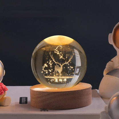 Crystal Balls - 3D Engraved Space Scenes - Warm White LED Light - USB Powered - Perfect Gift for Stargazing Lovers - Ideal Night Light