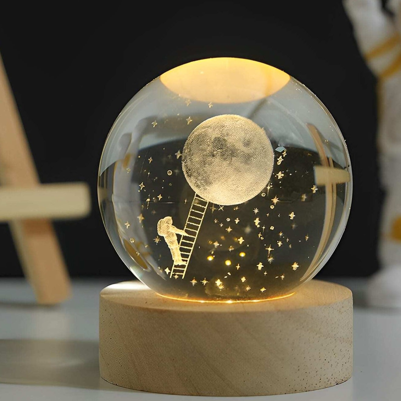 Crystal Balls - 3D Engraved Space Scenes - Warm White LED Light - USB Powered - Perfect Gift for Stargazing Lovers - Ideal Night Light