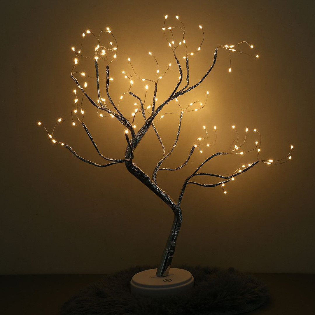 Fairy Tree - Adjustable Branches with 36 Pearls or 108 Glittering Drops - USB or Battery Powered - Cozy Warm White Light - Perfect Gift for Home or Garden