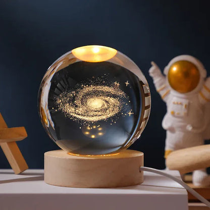 Crystal Balls - 3D Engraved Space Scenes - Warm White LED Light - USB Powered - Perfect Gift for Stargazing Lovers - Ideal Night Light