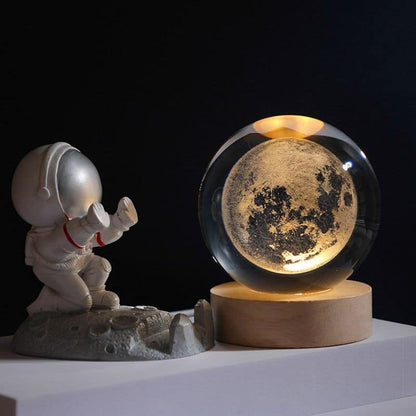 Crystal Balls - 3D Engraved Space Scenes - Warm White LED Light - USB Powered - Perfect Gift for Stargazing Lovers - Ideal Night Light