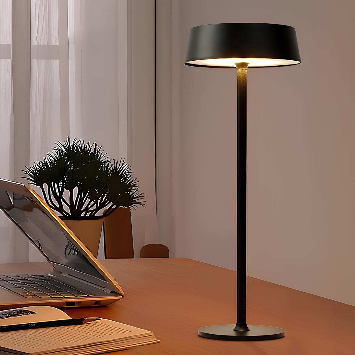 Sleek Modern Table Lamp - Rechargeable - Cordless - Dimmable Touch Control - 3 Light Modes - Durable Iron - Warm/Natural/Cool Light