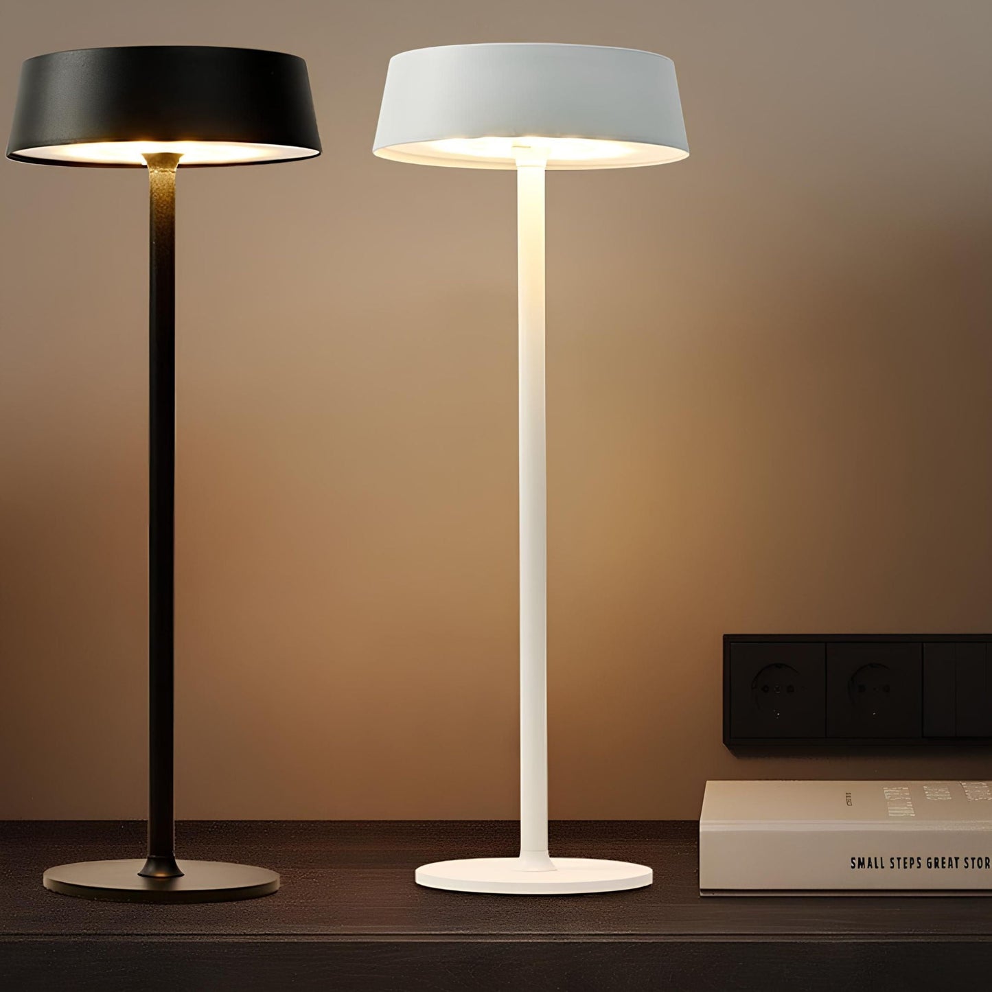 Sleek Modern Table Lamp - Rechargeable - Cordless - Dimmable Touch Control - 3 Light Modes - Durable Iron - Warm/Natural/Cool Light