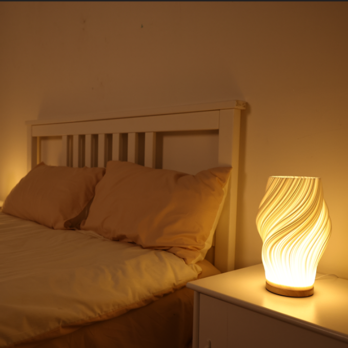 Serene Wavecrest Lamp - USB Powered - Dimmable - Warm/Natural Light - Wave-Inspired Shade - Multiple Sizes