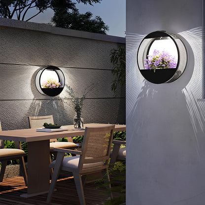 Solar Powered Wall Pot Light - Integrated Plant Pot - Warm & Cool White - Waterproof - Wireless Outdoor Lighting