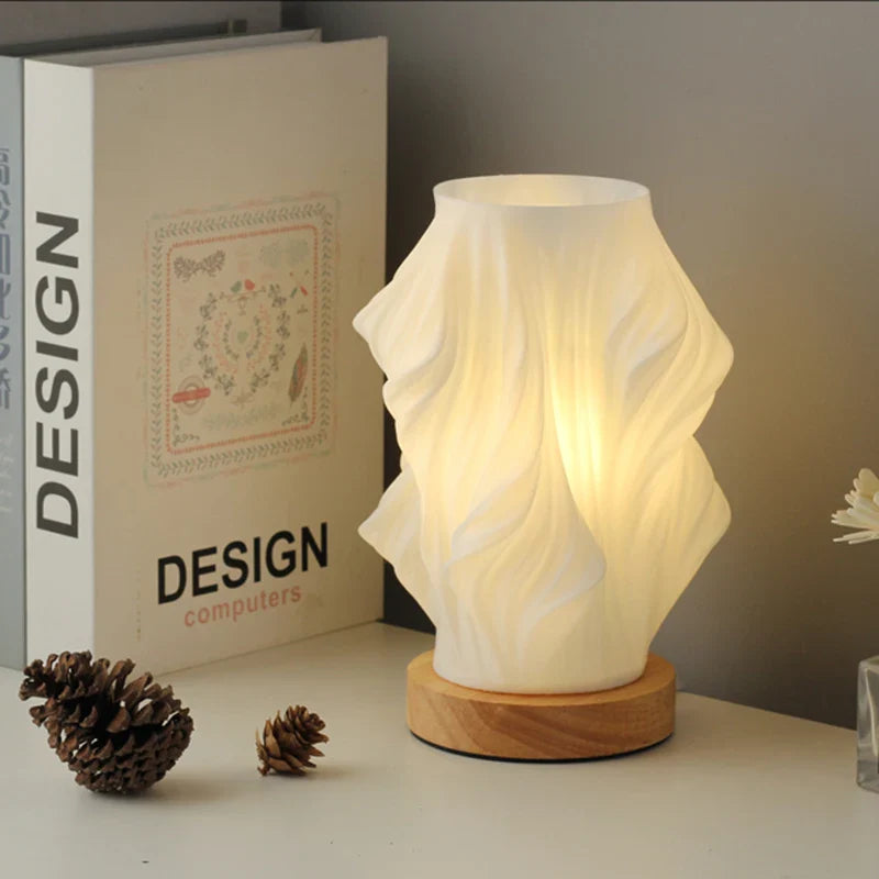 Serene Wavecrest Lamp - USB Powered - Dimmable - Warm/Natural Light - Wave-Inspired Shade - Multiple Sizes