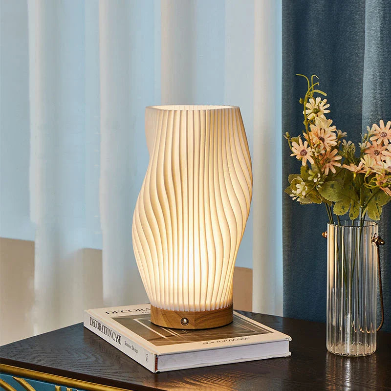 Serene Wavecrest Lamp - USB Powered - Dimmable - Warm/Natural Light - Wave-Inspired Shade - Multiple Sizes