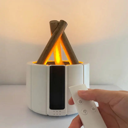 Bonfire Humidifier - Cozy Campfire Design - Hydrates Air & Adds Fragrance - USB Powered - Remote Control - 250ml Tank Capacity