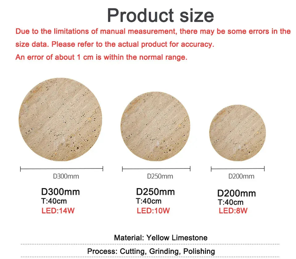 Verthara Premium Round Travertine Stone Outdoor Wall Light