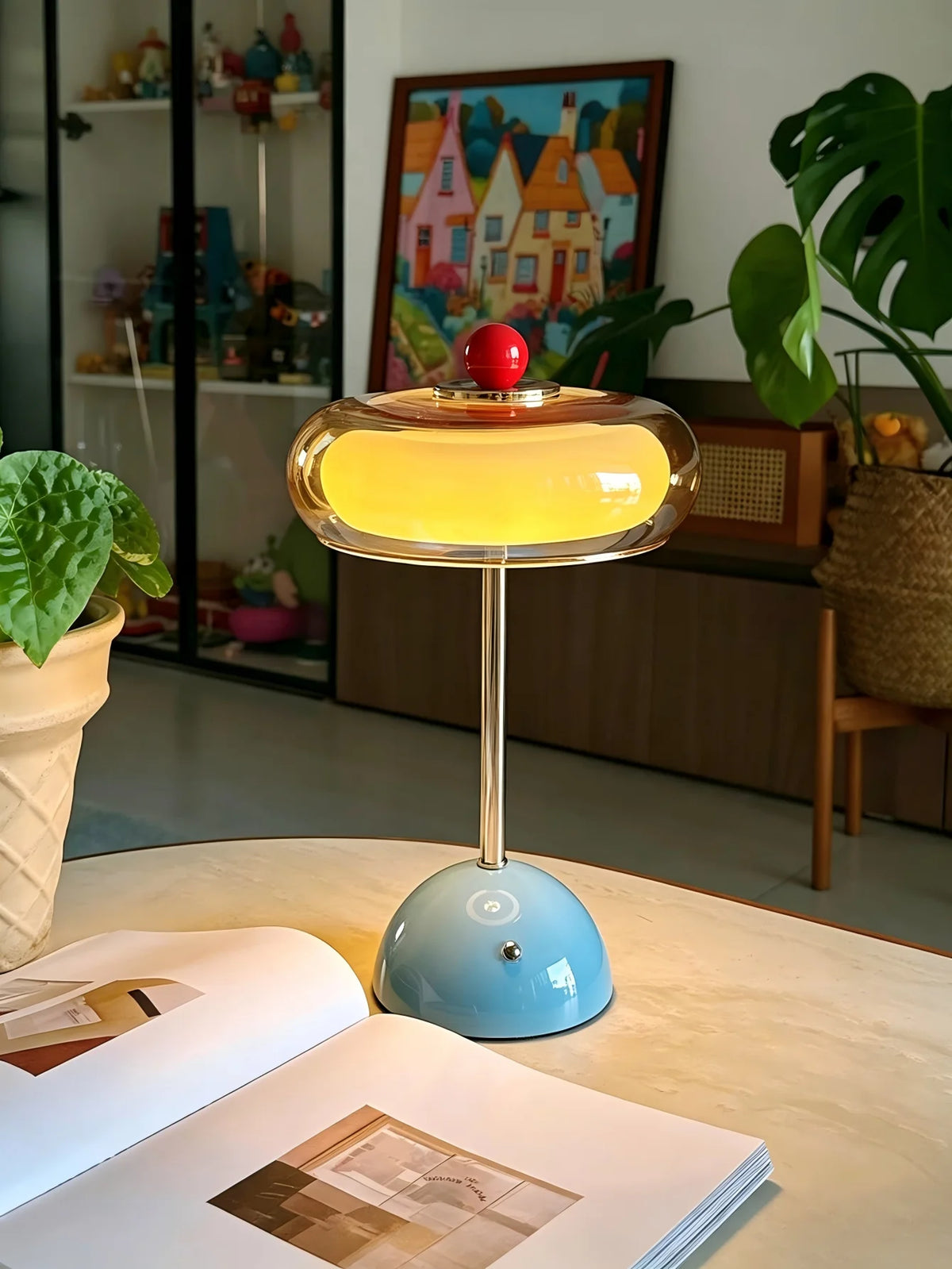Vintage Glass Table Lamp – Cordless Rechargeable