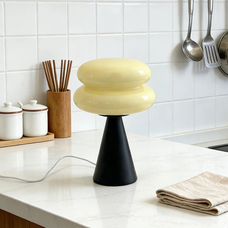 Double Donut Glass Table Lamp – USB Powered Dimmable