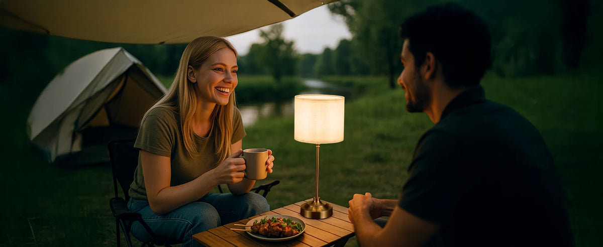 Drum Shade Brass Table Lamp – Cordless Rechargeable