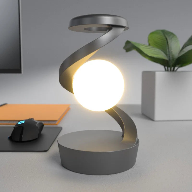 Glow Table Lamp - Gesture-Controlled Light - Spiral Design with Dynamic Lighting - Wireless Phone Charging - Multiple Colors - Modern Decor