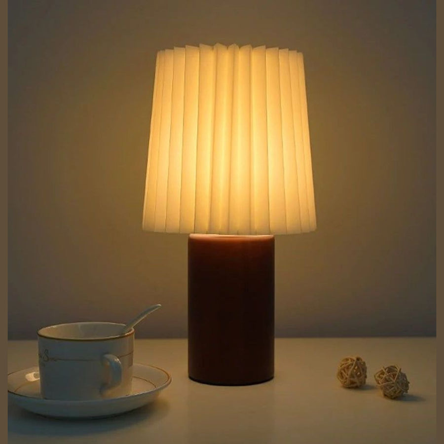 Vintage Wooden Table Lamp – USB Powered Dimmable