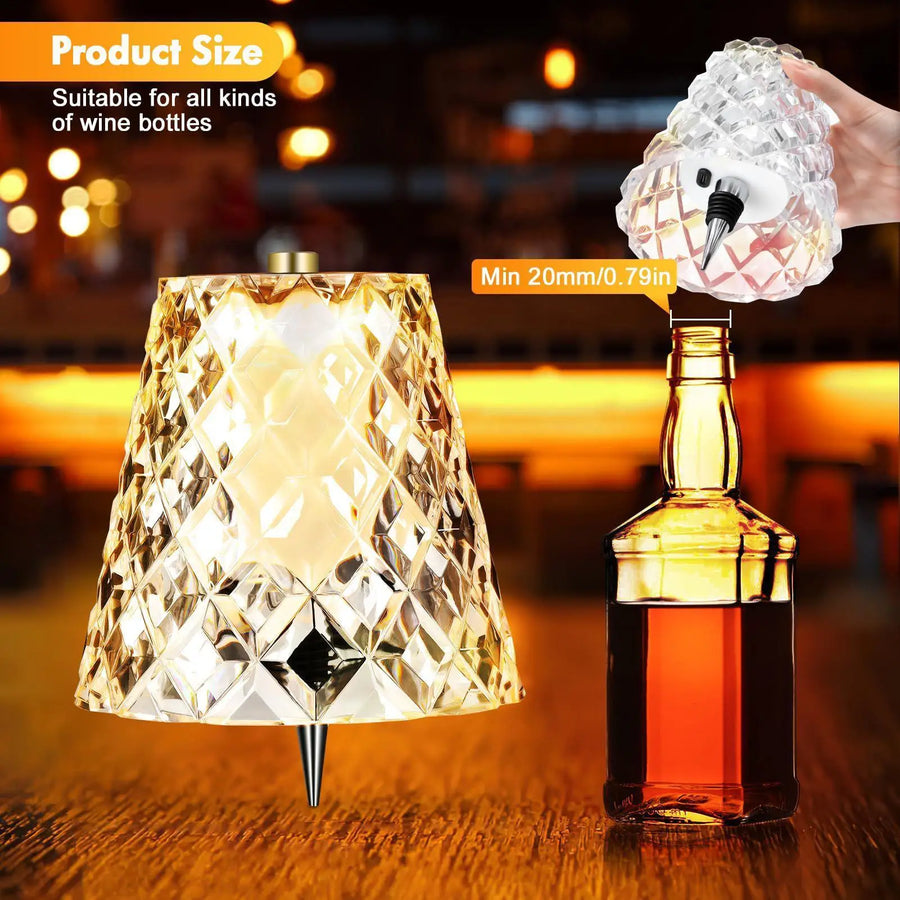 Crystal Bottle Topper Lamp – Cordless Rechargeable