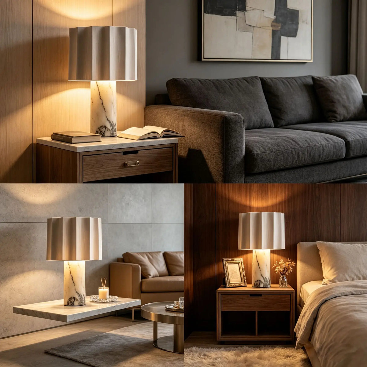 Minimalist Marble Table Lamp – Dimmable Touch Control
