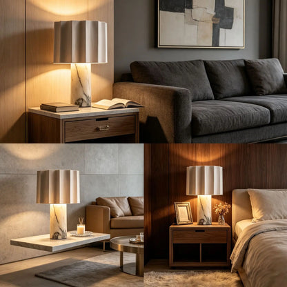 Minimalist Marble Table Lamp – Dimmable Touch Control
