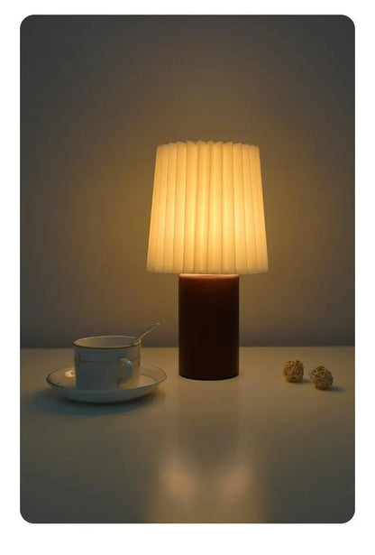 Vintage Wooden Table Lamp – USB Powered Dimmable