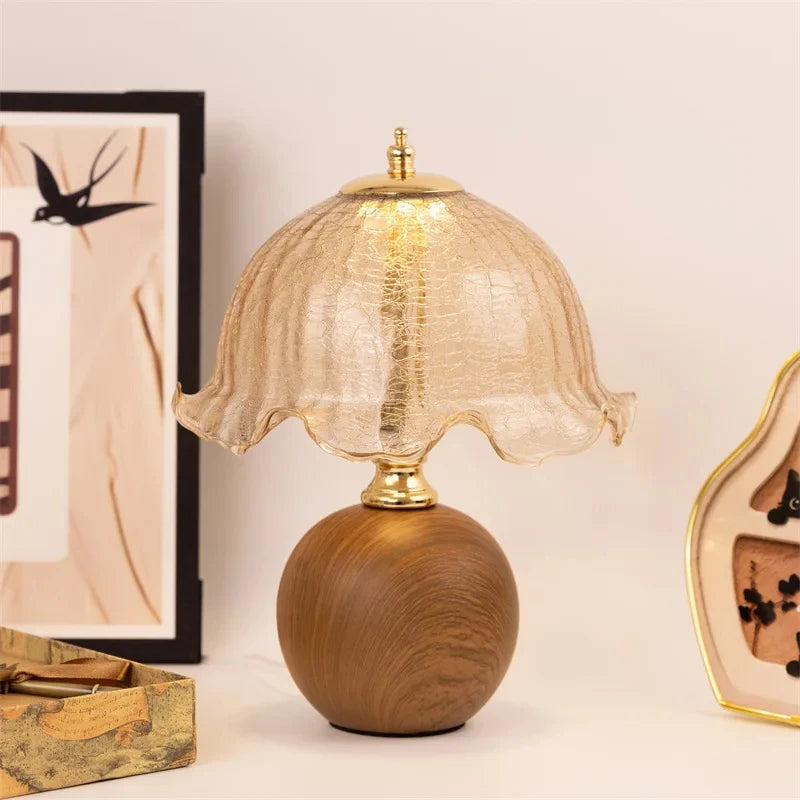 Vintage Floral Glass Table Lamp