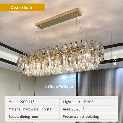 Verthara Premium Round Crystal Ceiling Chandelier L75cm