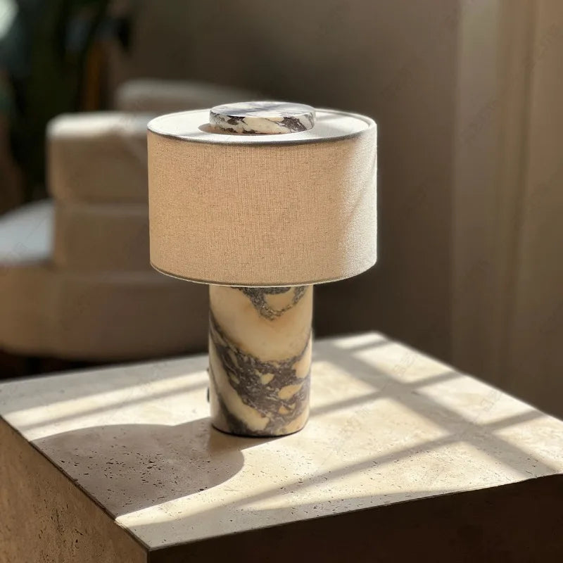 Marble Bedside Table Lamp – USB Powered Dimmable