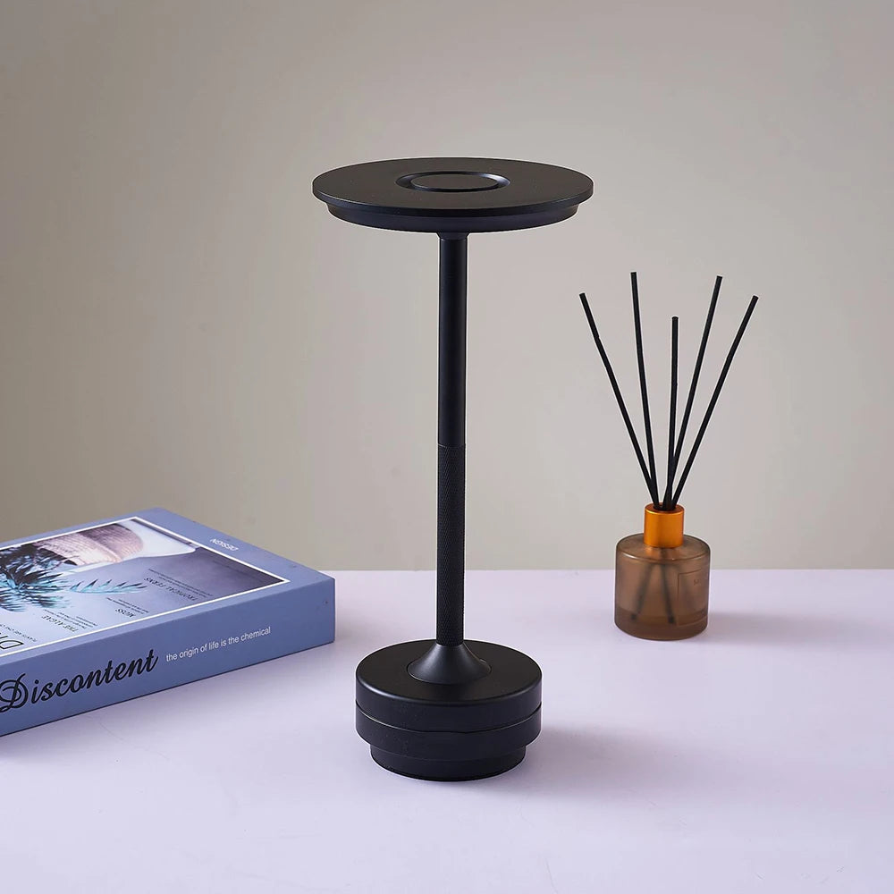 Black Disc Table Lamp – Cordless Rechargeable