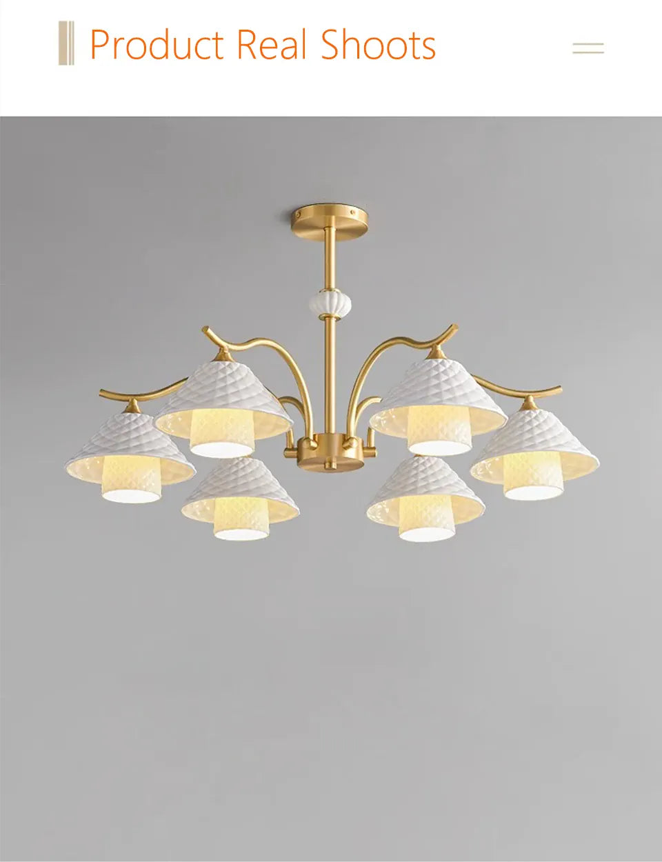Verthara Premium Solid Brass & Ceramic Farmhouse Chandelier