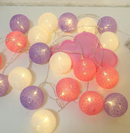 Cotton Ball Garland - Cozy Lighting with USB or Battery Power - Multiple Lengths & Color Combinations - Relaxing Atmosphere for Home Décor or Gifts