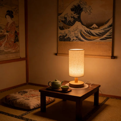 Wooden Bedside Table Lamp – USB Powered Touch Control