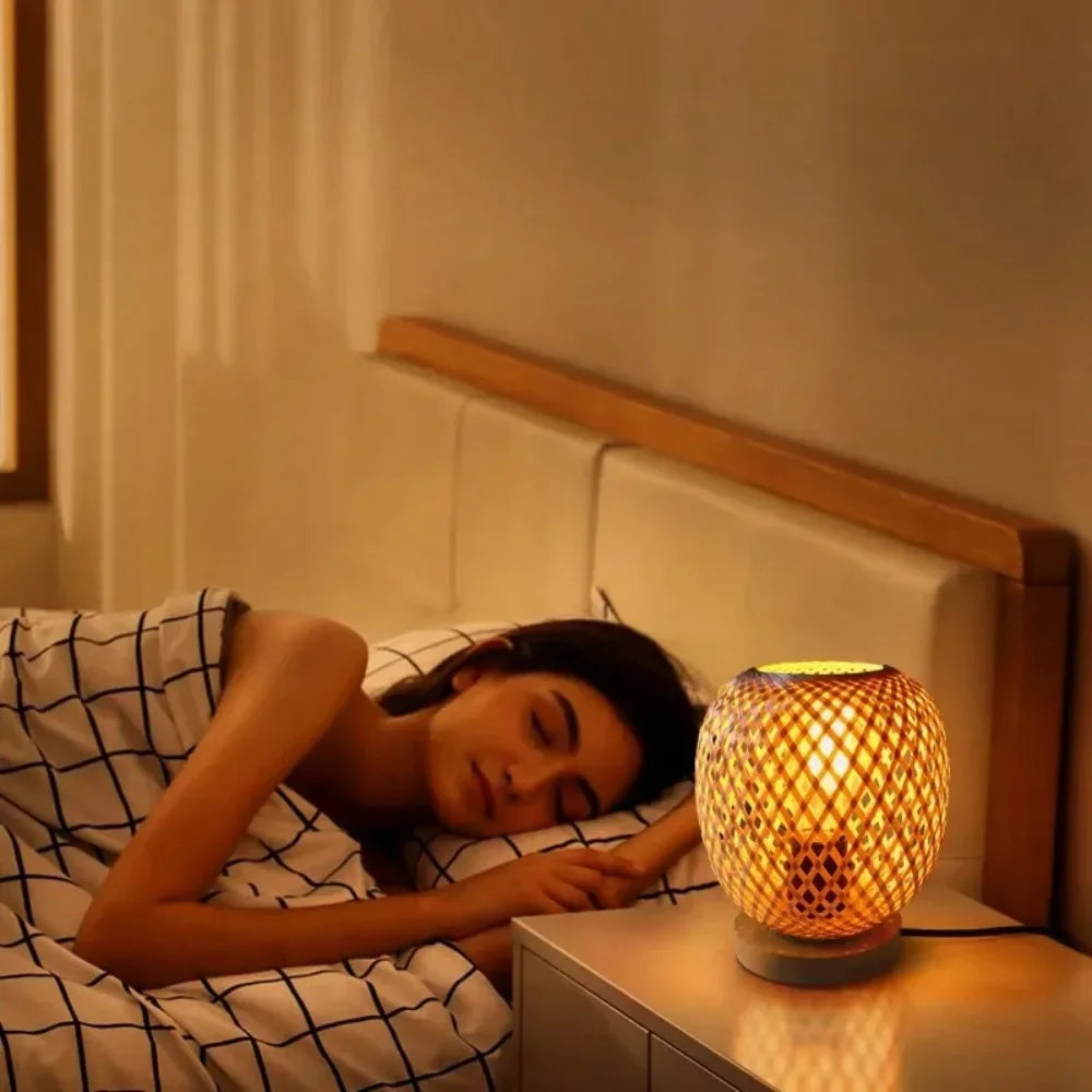 Vintage Rattan Table Lamp