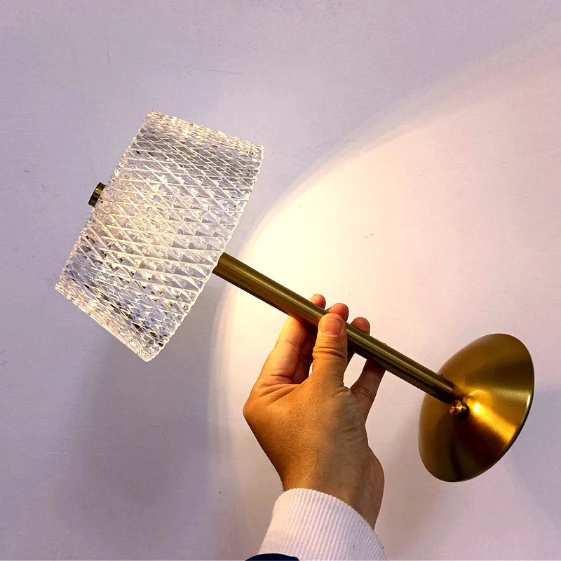 Crystal Cut Glass Table Lamp – Cordless Rechargeable