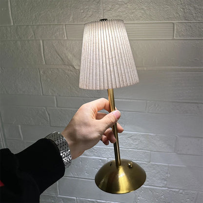 Ribbed Pleated Table Lamp – Cordless Rechargeable